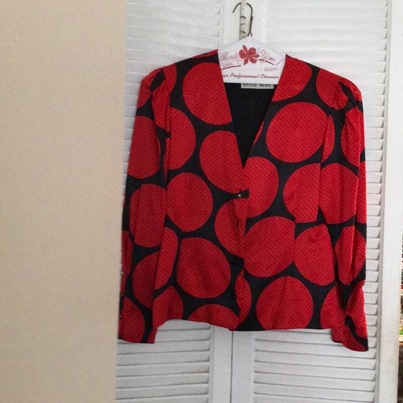 Designer silk evening jacket black and red - Picture 1 of 1